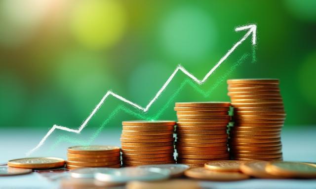 Gráfico de crecimiento financiero y monedas mexicanas