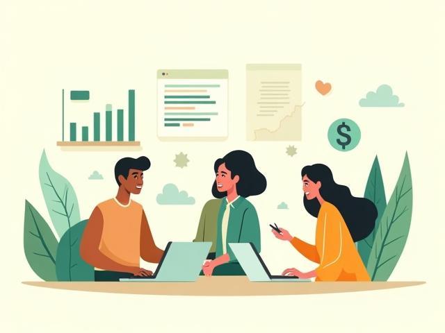 Ilustración de personas aprendiendo finanzas en línea
